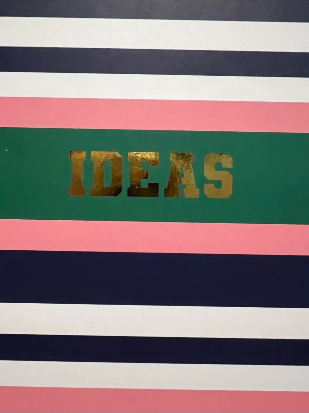 Striped Green & Pink 'IDEAS' Hardcover Notebook - Brand Unspecified